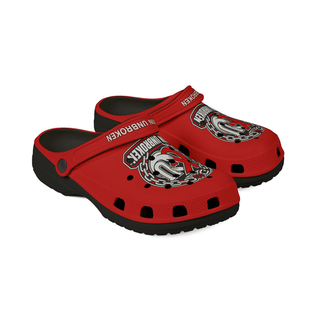 Kin Unbroken Logo EVA Foam Clogs — Red Comfort Slip-On Shoes