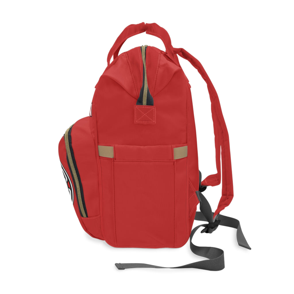 Kin Unbroken Red Diaper Backpack — Multifunctional Baby Bag with Chain Logo