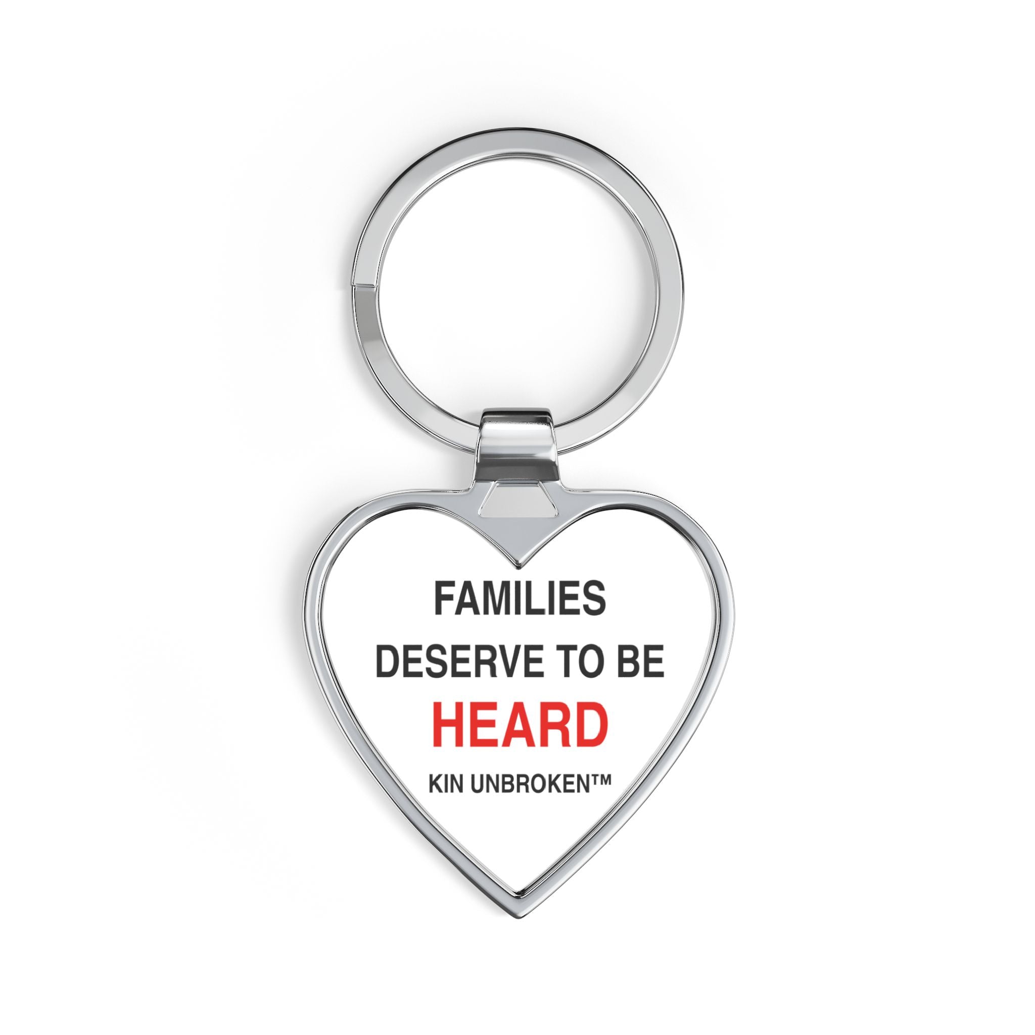 Heart Keychain — "Families Deserve to Be Heard" Advocacy Keyring
