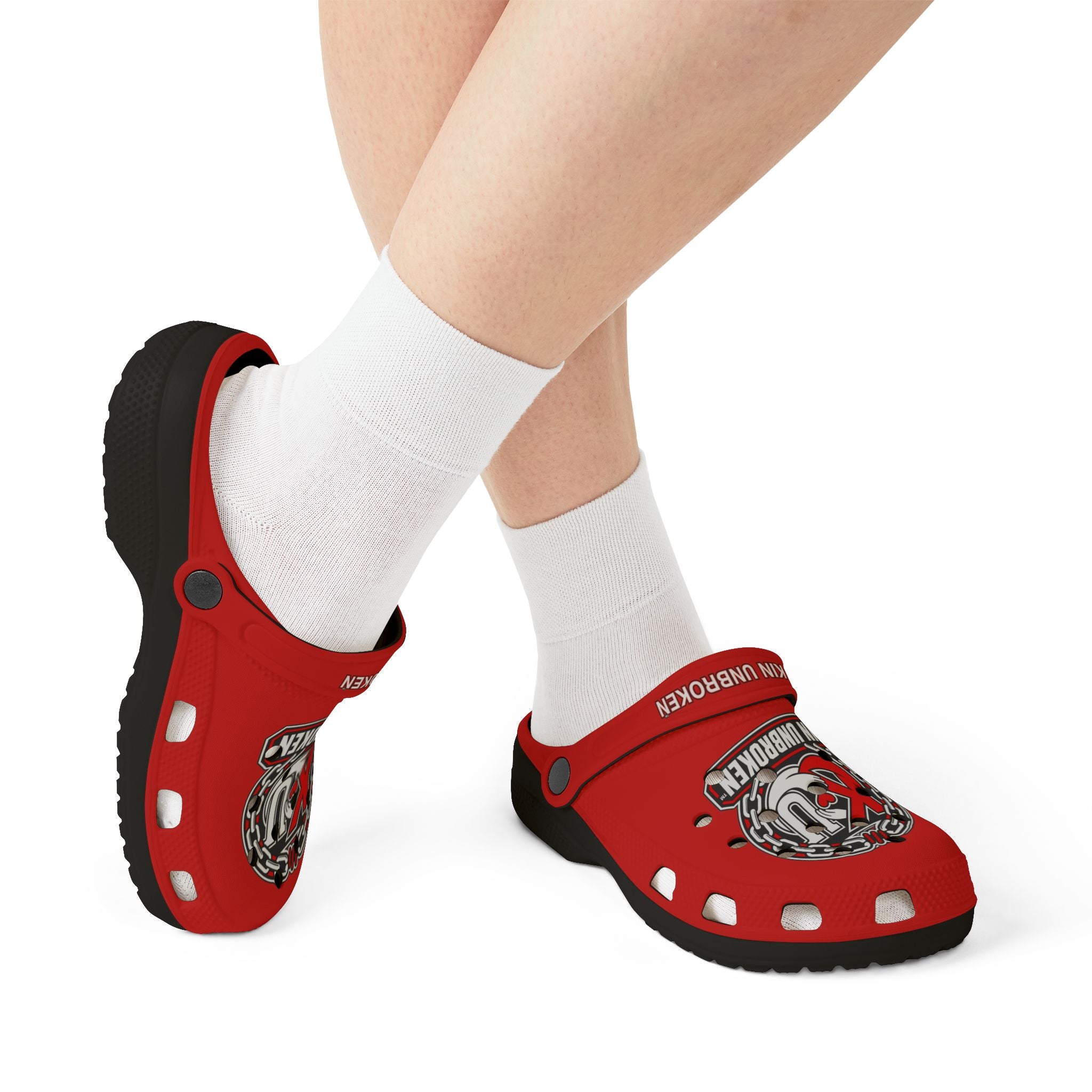Kin Unbroken Logo EVA Foam Clogs — Red Comfort Slip-On Shoes