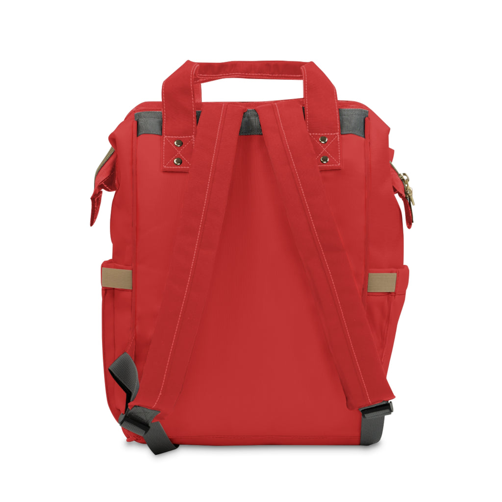 Kin Unbroken Red Diaper Backpack — Multifunctional Baby Bag with Chain Logo