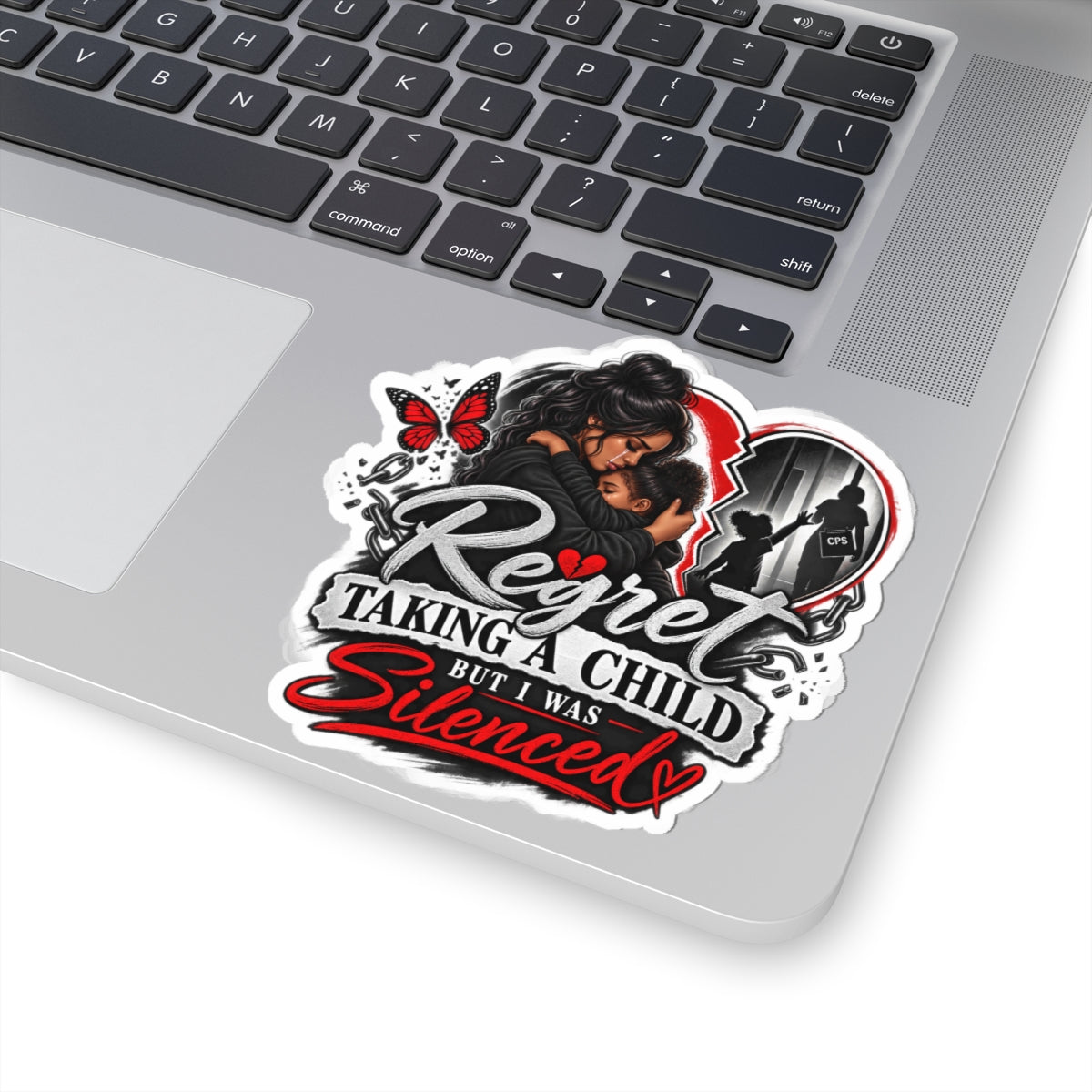 Sticker — “Regret Taking a Child but I Was Silenced” Support Awareness Kiss-Cut Sticker