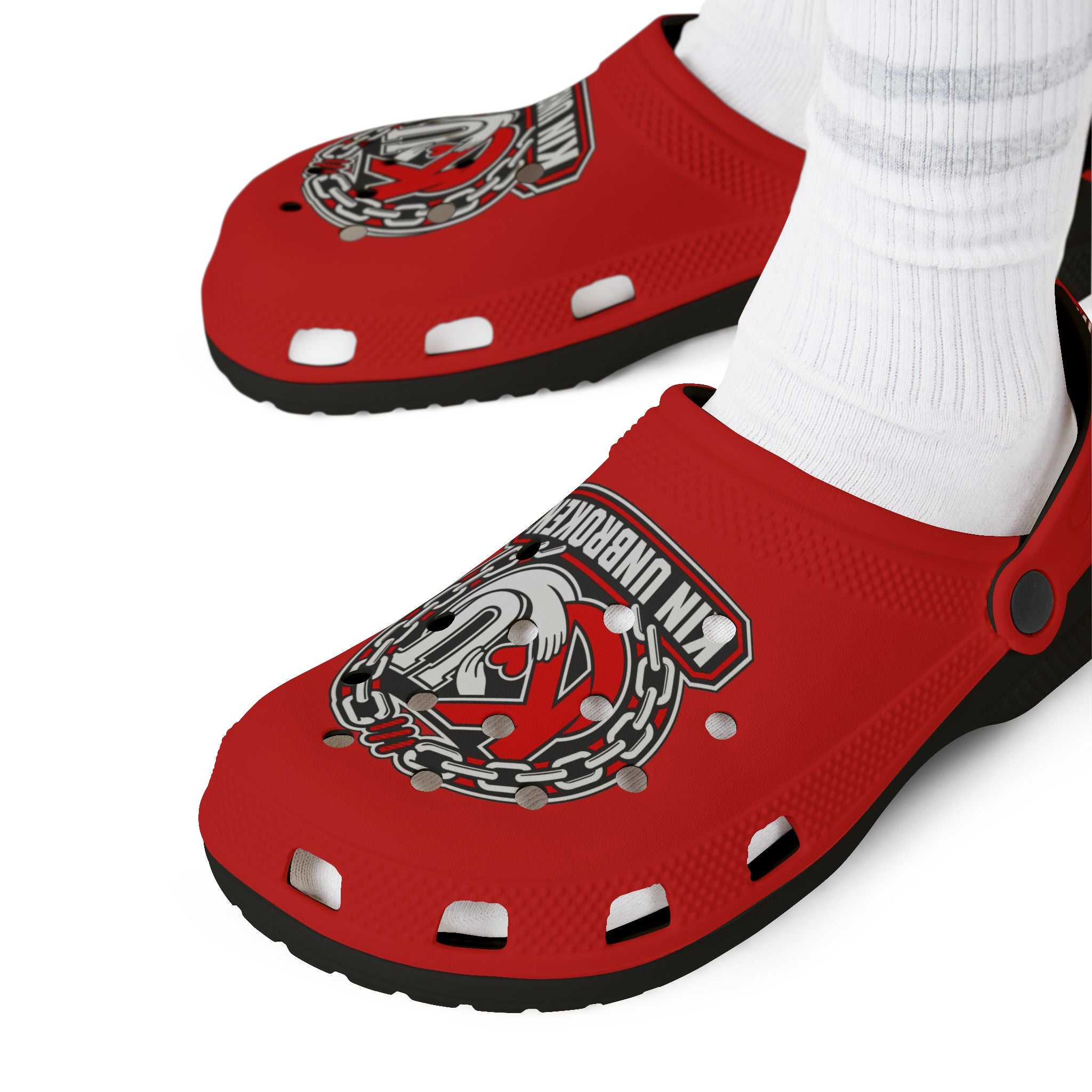 Kin Unbroken Logo EVA Foam Clogs — Red Comfort Slip-On Shoes