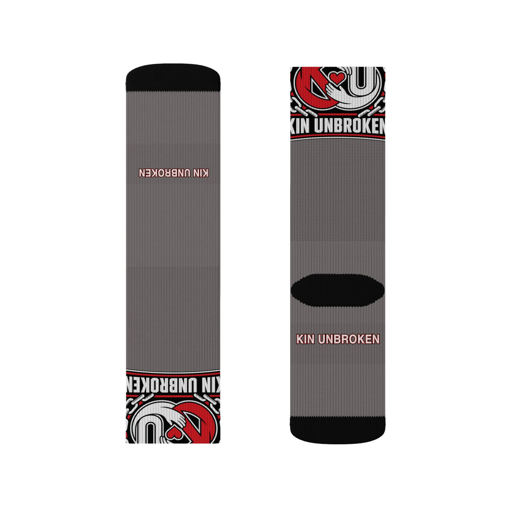 Unbroken K9 Logo Sublimated Crew Socks — Grey Tactical Dog Trainer Socks