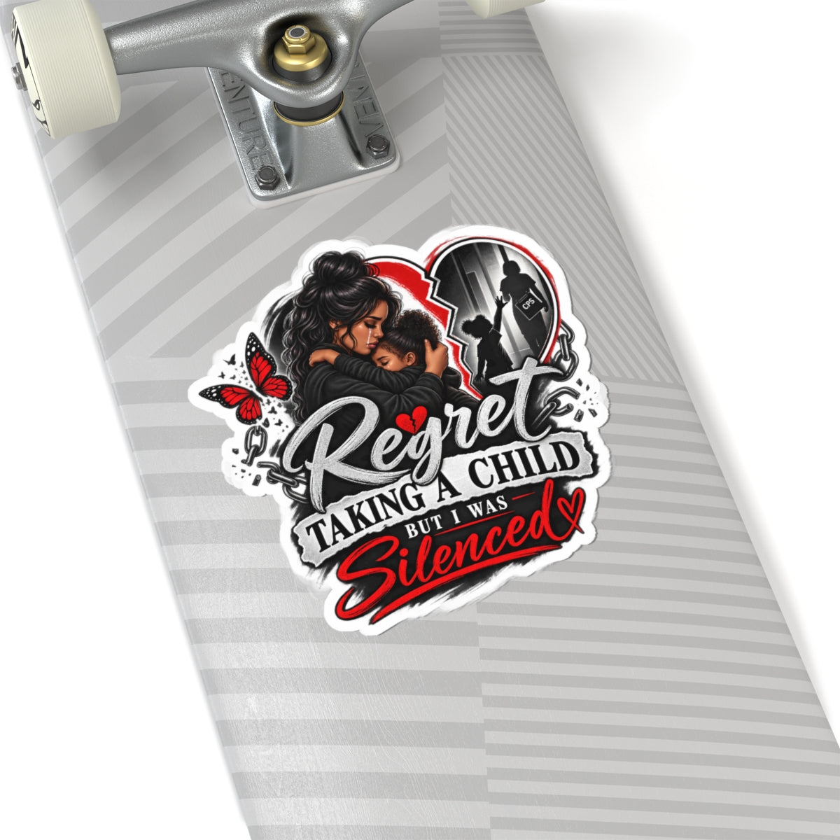 Sticker — “Regret Taking a Child but I Was Silenced” Support Awareness Kiss-Cut Sticker