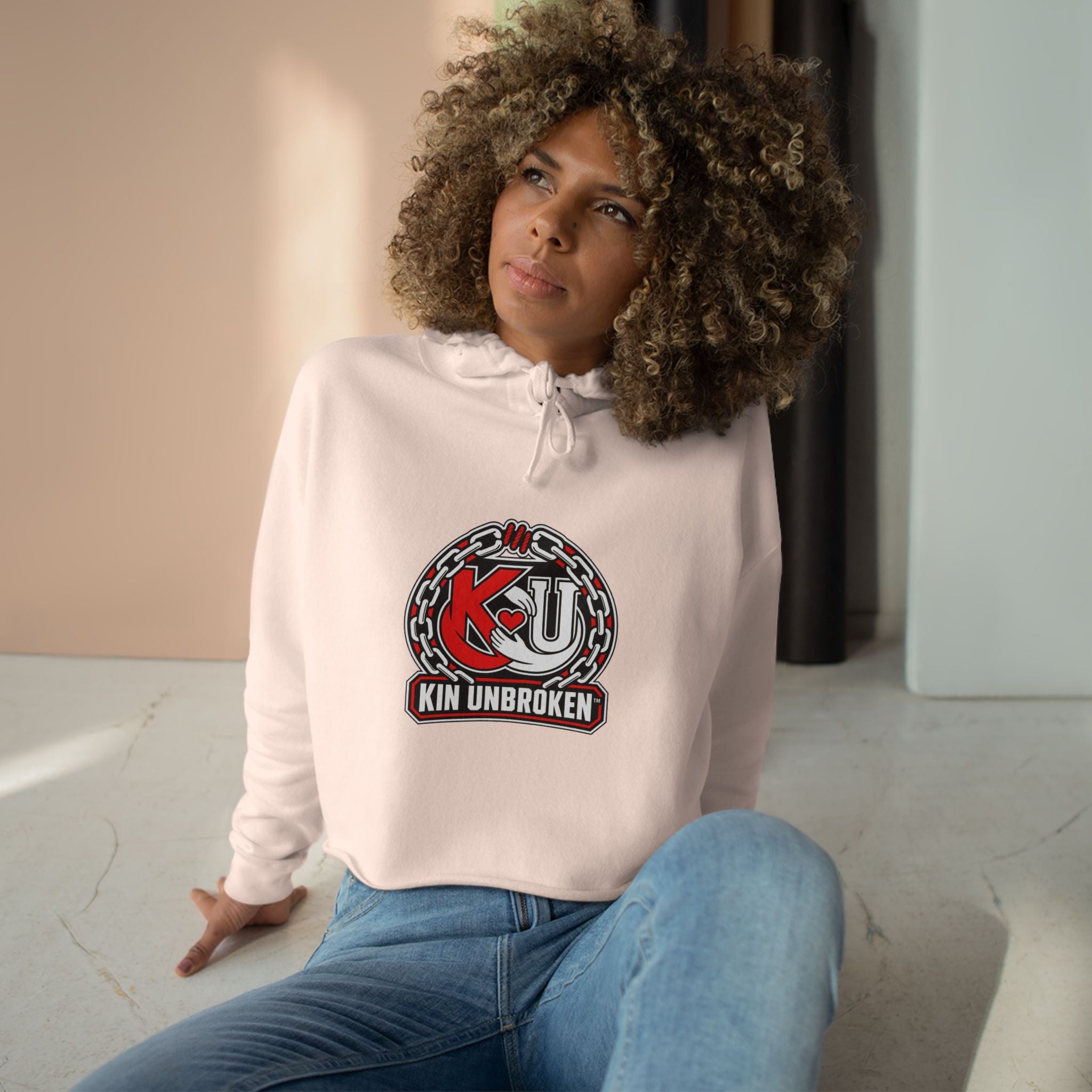 Kin Unbroken Crop Hoodie — Chain Emblem Cropped Hoodie