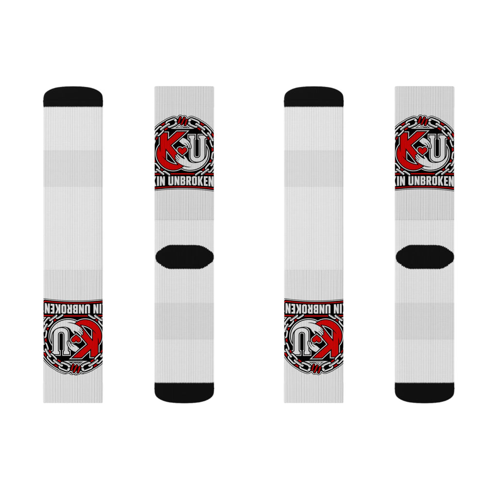 Unbroken KU Logo Sublimation Socks — Custom Athletic Crew Socks