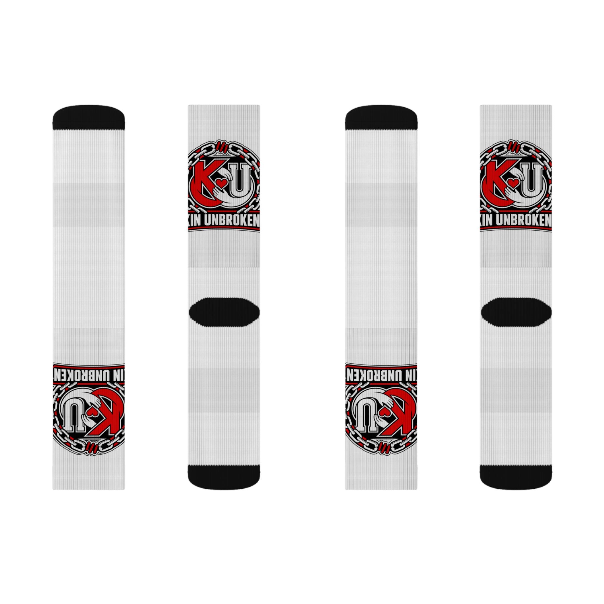 Unbroken KU Logo Sublimation Socks — Custom Athletic Crew Socks