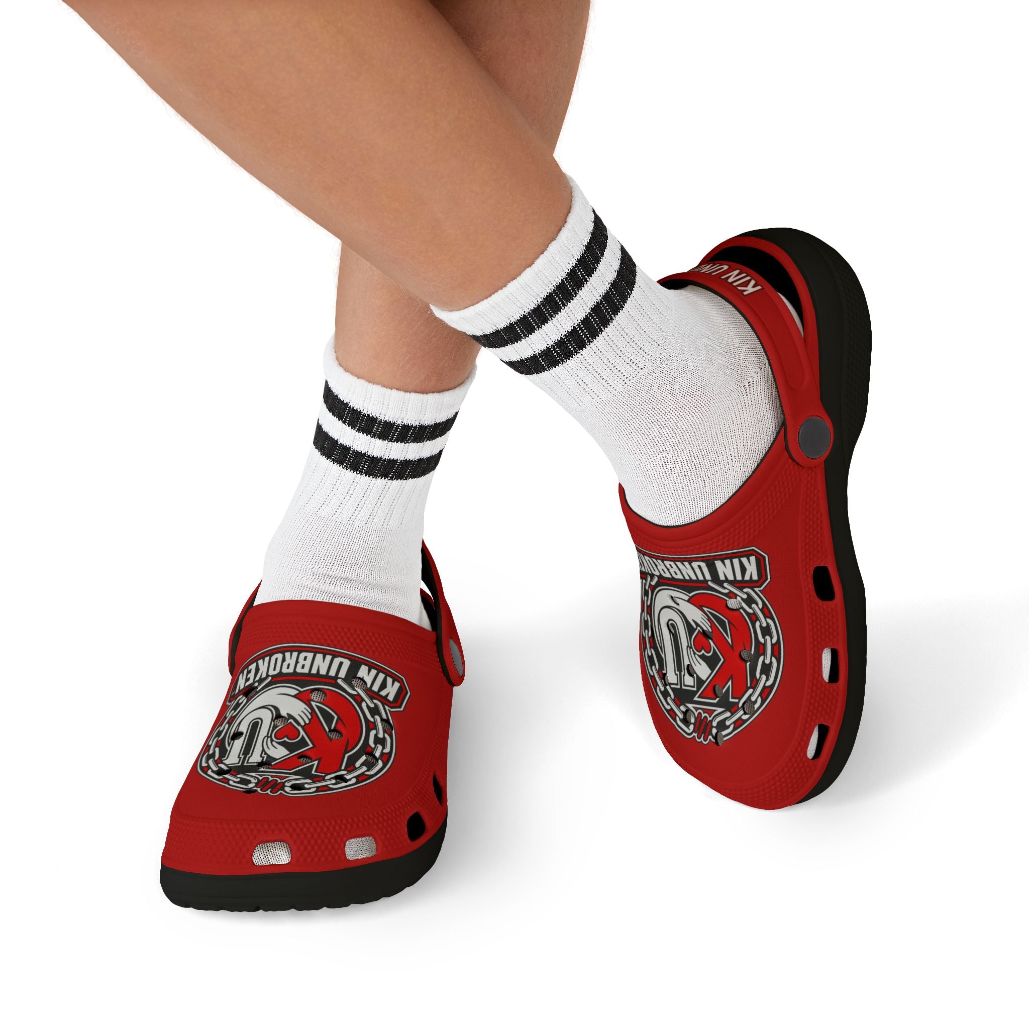 Kids' Foam Clogs — 'Kin Unbroken' Red & Black Emblem