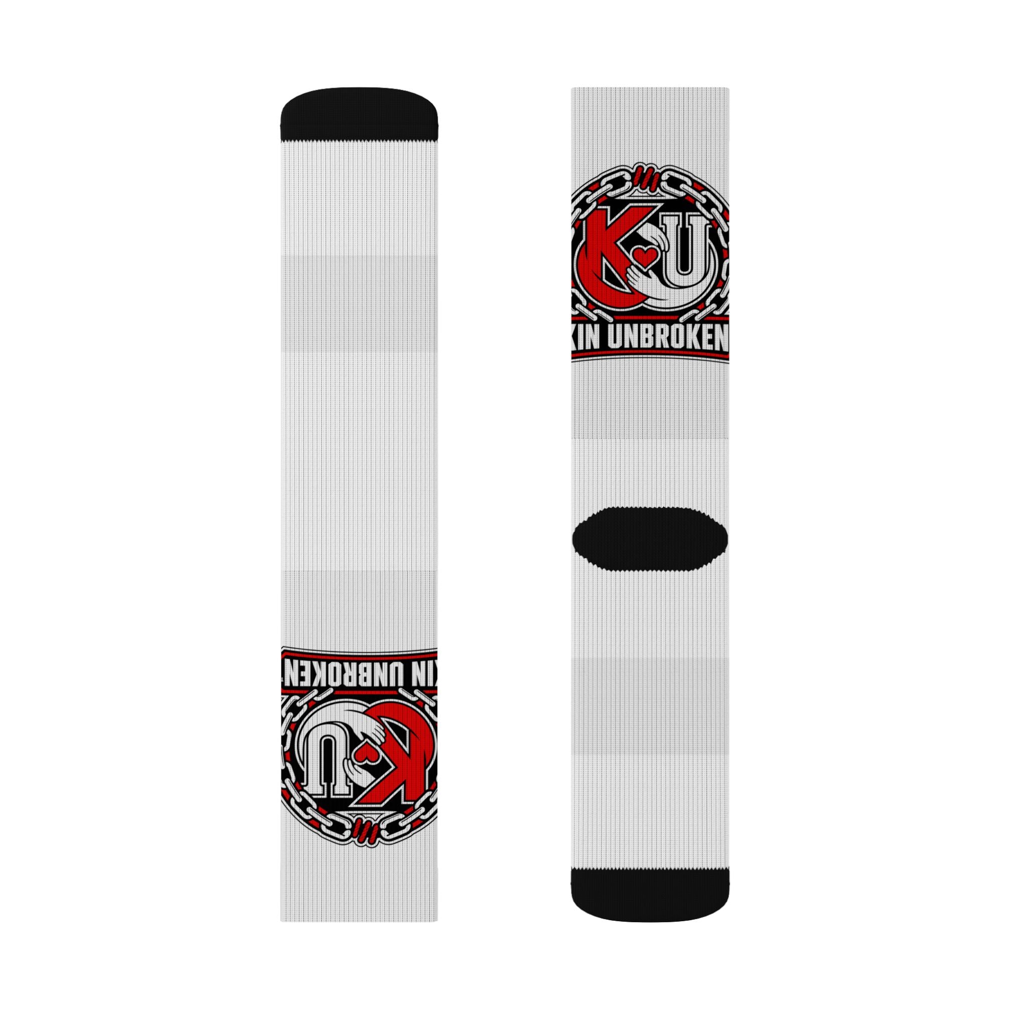 Unbroken KU Logo Sublimation Socks — Custom Athletic Crew Socks