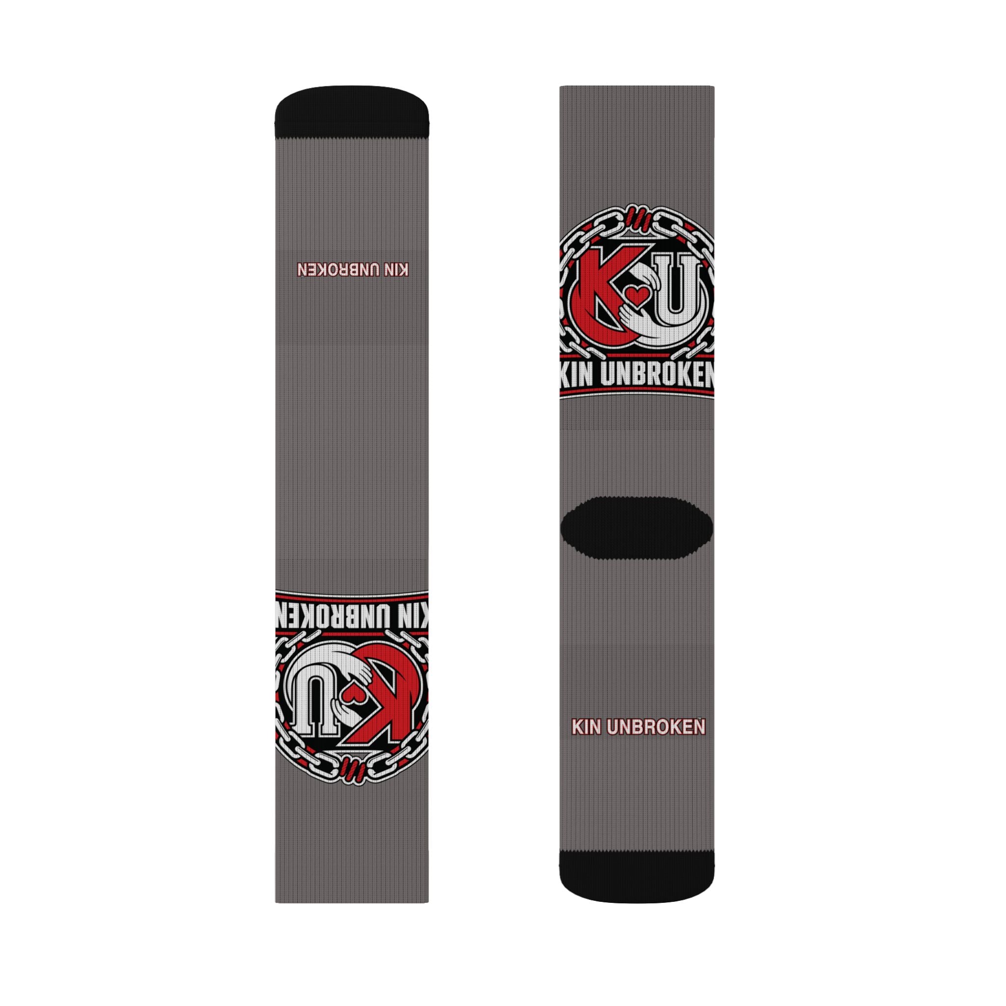 Unbroken K9 Logo Sublimated Crew Socks — Grey Tactical Dog Trainer Socks