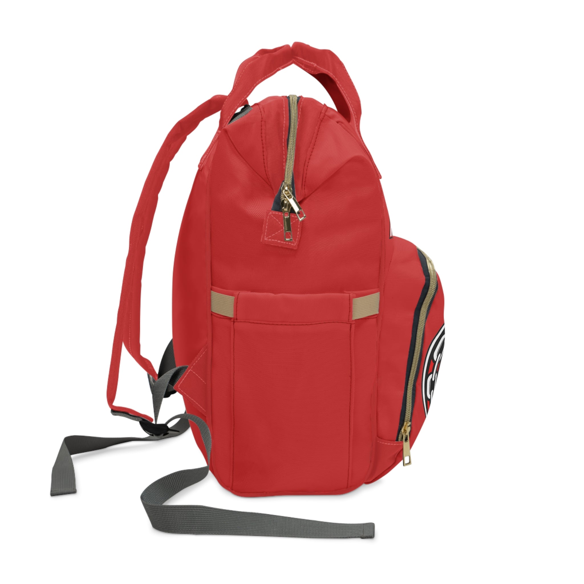 Kin Unbroken Red Diaper Backpack — Multifunctional Baby Bag with Chain Logo