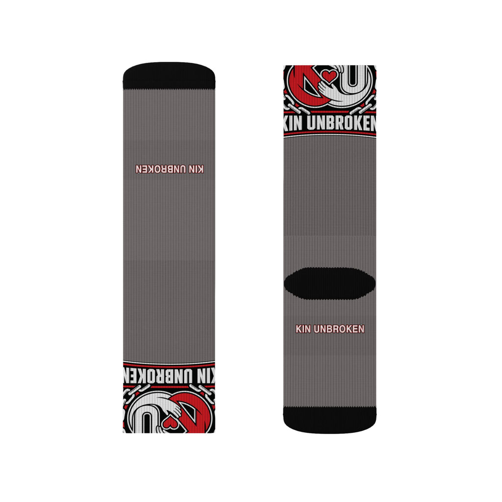 Unbroken K9 Logo Sublimated Crew Socks — Grey Tactical Dog Trainer Socks