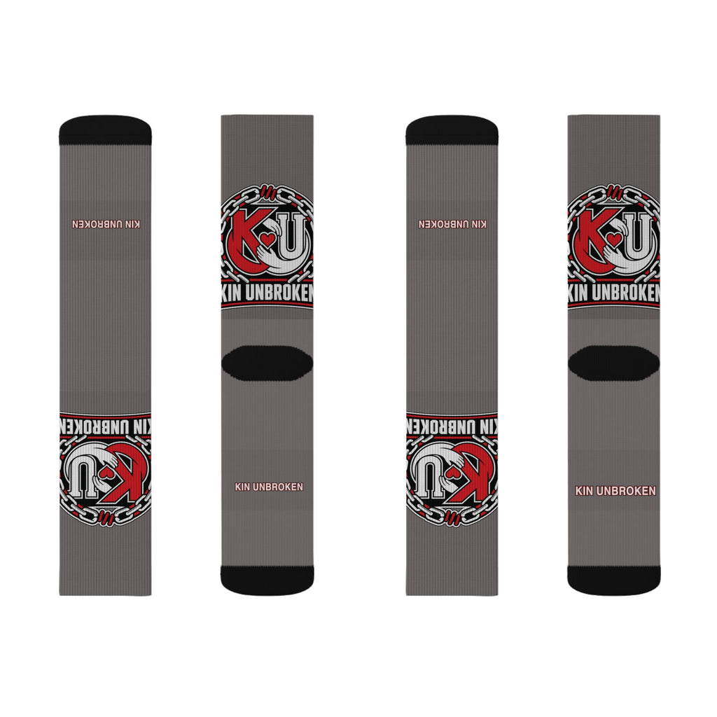 Unbroken K9 Logo Sublimated Crew Socks — Grey Tactical Dog Trainer Socks