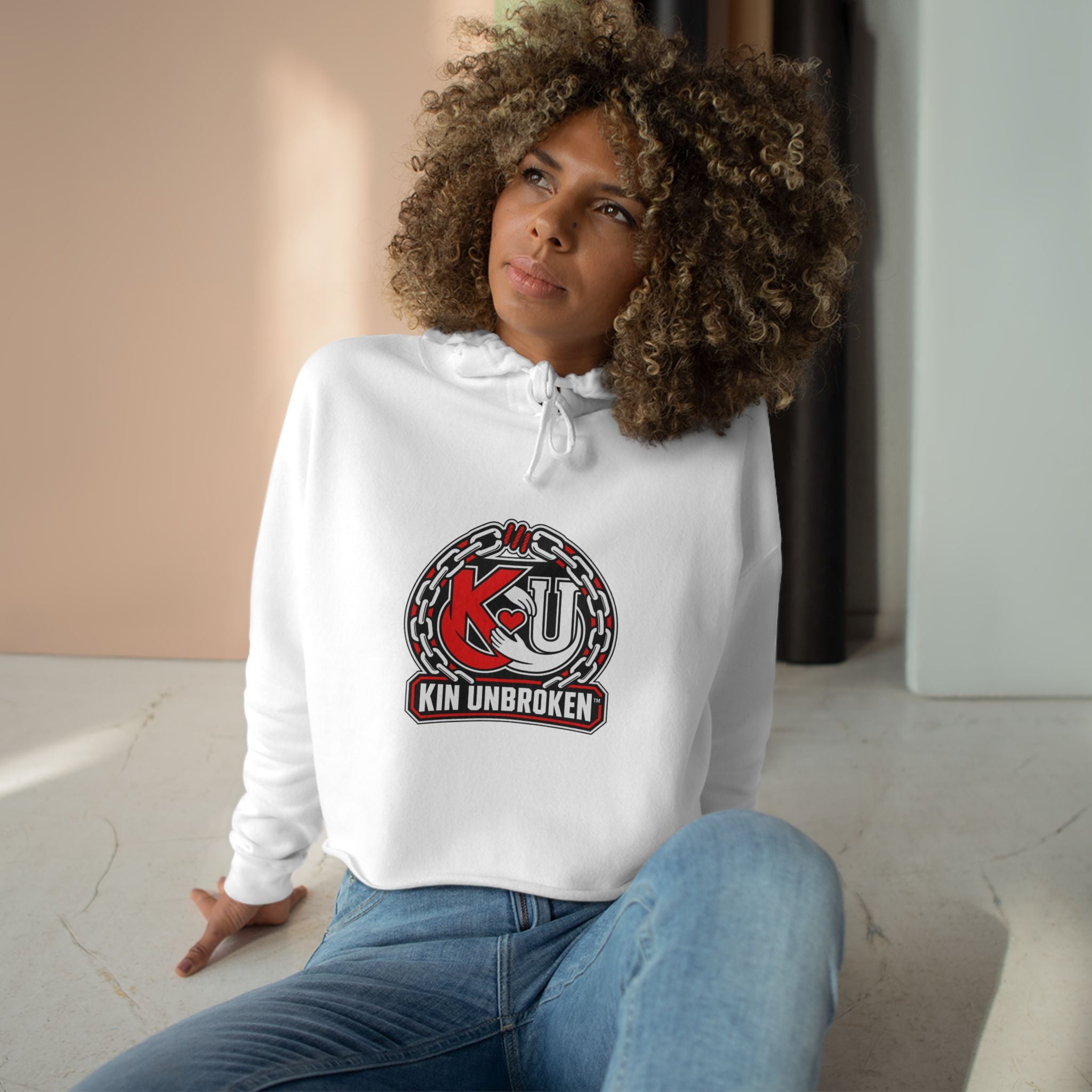 Kin Unbroken Crop Hoodie — Chain Emblem Cropped Hoodie
