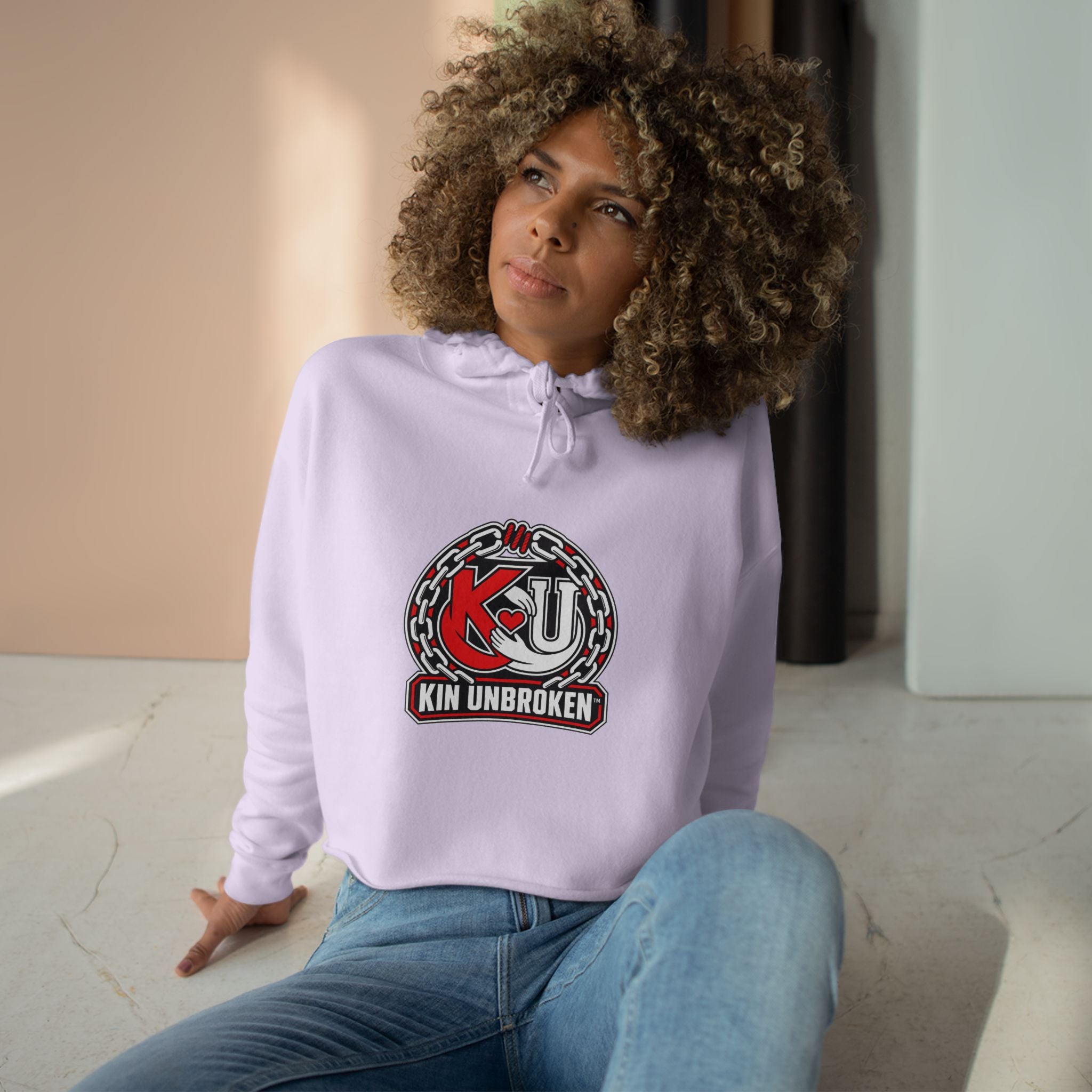 Kin Unbroken Crop Hoodie — Chain Emblem Cropped Hoodie